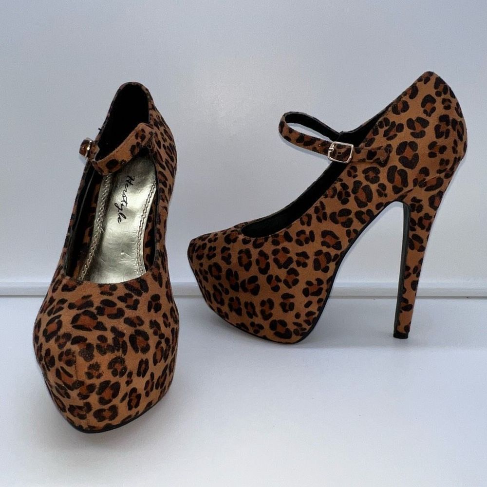 Herstyle Jaslene Leopard Platform Mary Jane Stiletto Shoes